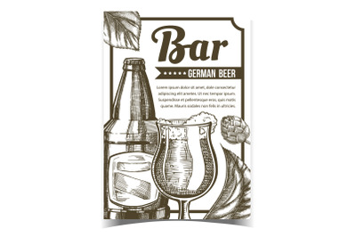 Bar With German Beer Advertising Poster Vector