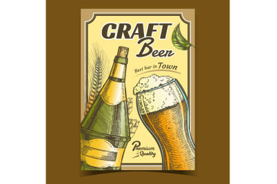 Craft Beer Alcohol Drink Advertising Poster Vector