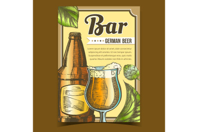 Bar With German Beer Advertising Poster Vector