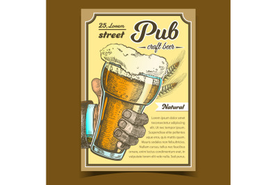 Pub Natural Craft Beer Advertising Poster Vector