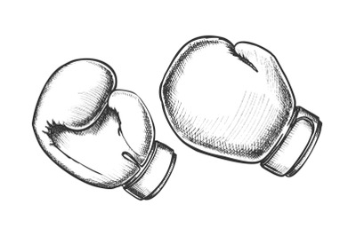 Boxing Gloves Sportive Equipment Monochrome Vector