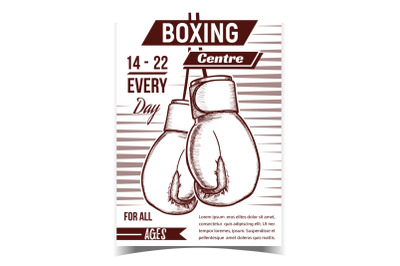 Boxing Sportive Centre Advertising Poster Vector