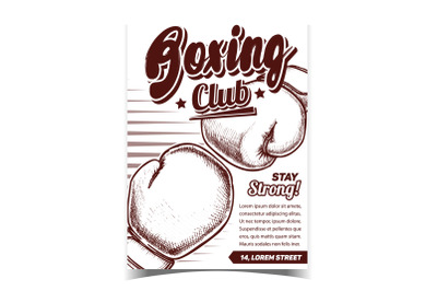 Boxing Sportive Club Advertising Poster Vector