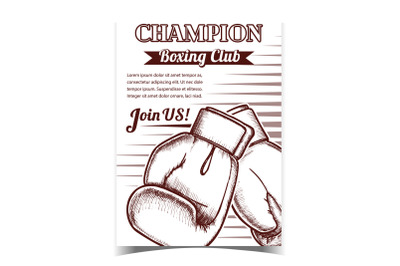 Champion Boxing Club Advertising Banner Vector