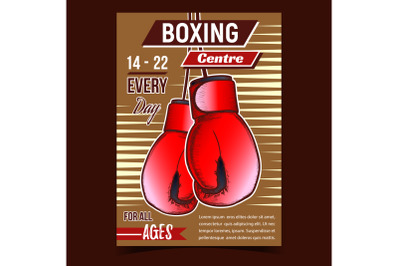 Boxing Sportive Centre Advertising Poster Vector