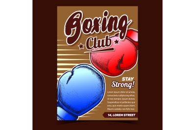 Boxing Sportive Club Advertising Poster Vector