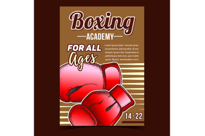 Boxing Academy Creative Advertising Poster Vector