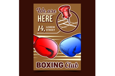 Boxing Club Map Location Advertising Poster Vector