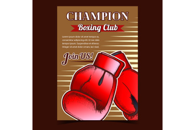 Champion Boxing Club Advertising Banner Vector