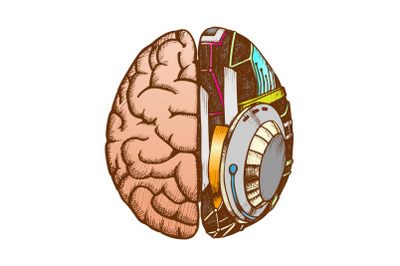 Innovation Machine Robotic Brain Color Vector