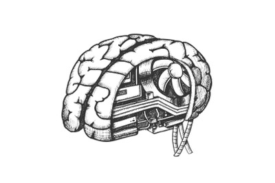 Innovation Computer Chip Brain Monochrome Vector