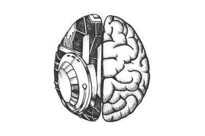 Innovation Machine Robotic Brain Monochrome Vector