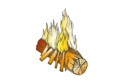 Traditional Burning Wooden Stick Color Vector