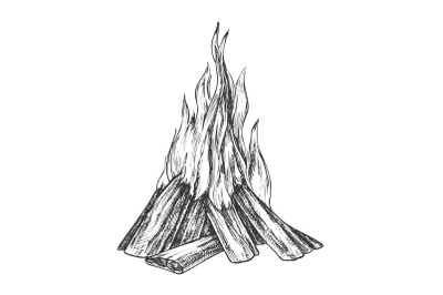 Traditional Burning Bonfire Monochrome Vector