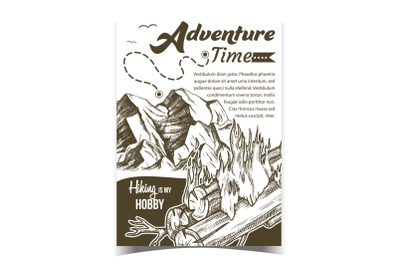 Adventure Time Mountain Advertising Banner Vector