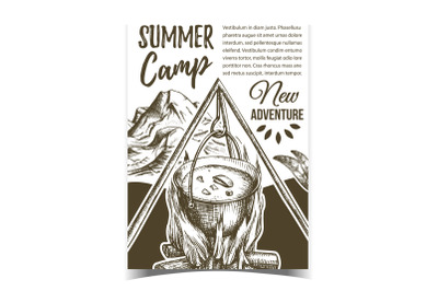 Summer Camp Adventure Advertising Banner Vector