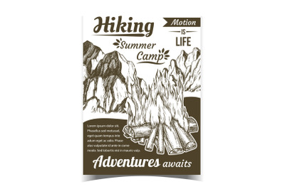 Hiking Summer Camp Sport Adventures Poster Vector