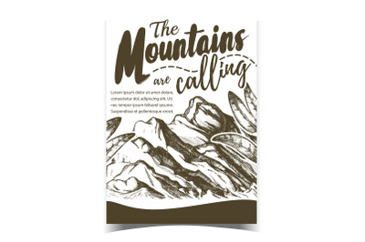 Mountains Calling Hiking Advertising Poster Vector