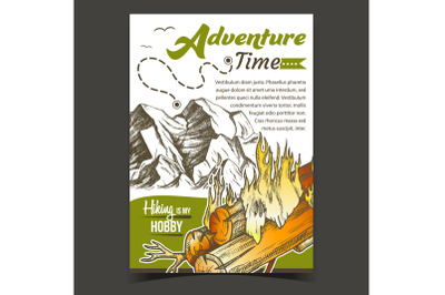 Adventure Time Mountain Advertising Banner Vector