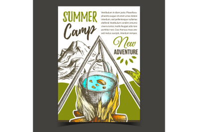 Summer Camp Adventure Advertising Banner Vector