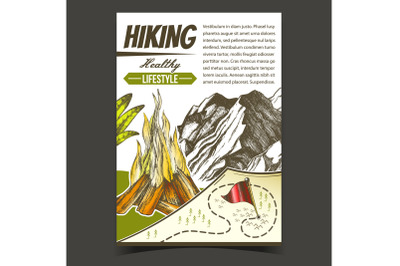 Hiking Healthy Lifestyle Advertising Poster Vector