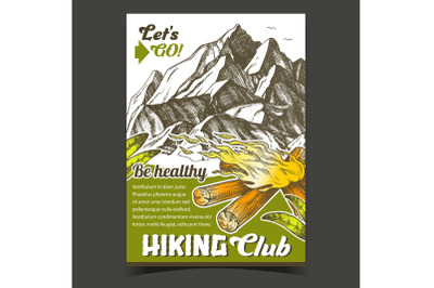 Hiking Adventure Club Advertising Poster Vector