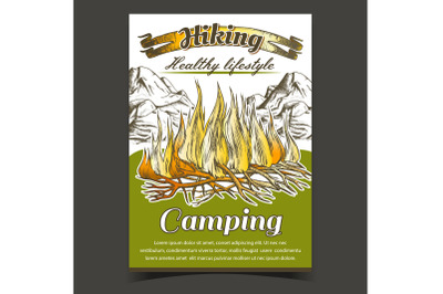 Hiking Camping Adventure Advertise Banner Vector