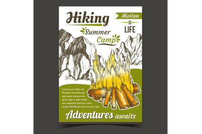 Hiking Summer Camp Sport Adventures Poster Vector