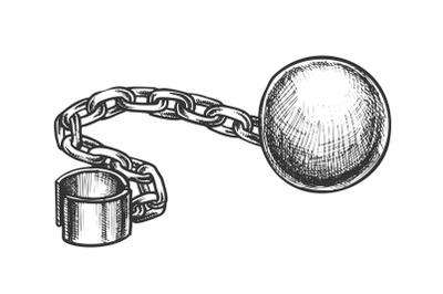 Ball And Chain Prisoner Accessory Retro Vector