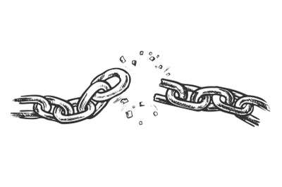 Broken Metallic Chain Freedom Concept Ink Vector