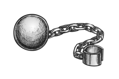 Ball And Chain Prisoner Accessory Retro Vector