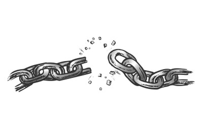 Broken Metallic Chain Freedom Concept Ink Vector