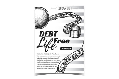 Debt Free Life Chain On Advertising Banner Vector