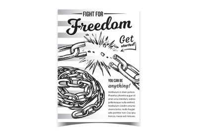 Fight For Freedom Broken Chain On Poster Vector