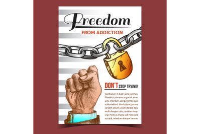 Freedom From Addiction Advertising Poster Vector