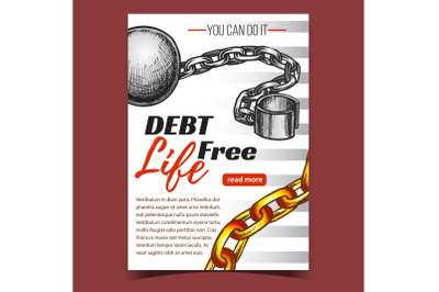 Debt Free Life Chain On Advertising Banner Vector