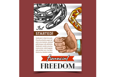 Financial Freedom Thumb Up Gesture Banner Vector