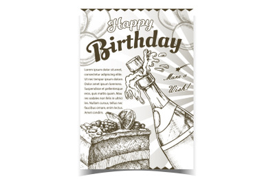 Happy Birthday Celebrate Advertising Poster Vector