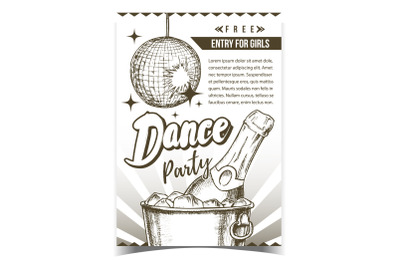 Dance Party With Alcohol Advertising Poster Vector