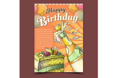 Happy Birthday Celebrate Advertising Poster Vector