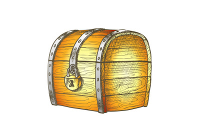 Treasure Chest Protected Metal Lock Color Vector