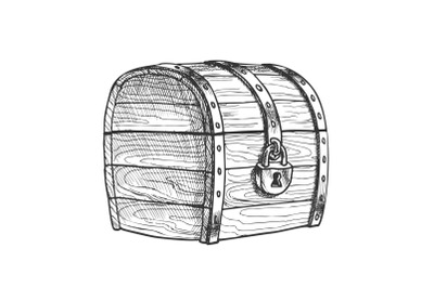 Treasure Chest Protected Metal Lock Vintage Vector