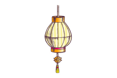 Japanese Lantern Festive Ornament Color Retro Vector