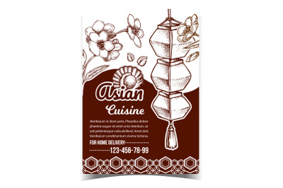 Asian Traditional Cuisine Advertise Poster Vector