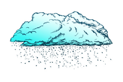 Cloud With Falling Snowflakes Color Vector