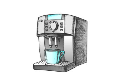 Coffee Automatic Machine With Cup Retro Vector