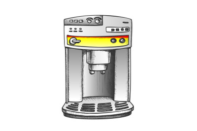 Coffee Maker Machine Front View Color Vector