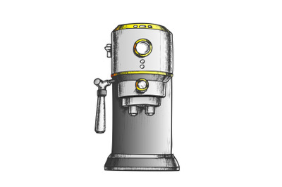 Espresso Machine Front View Color Vector