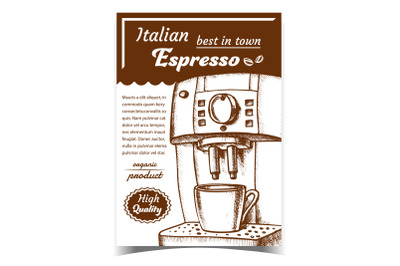 Coffee Automatic Machine With Cup Poster Vector