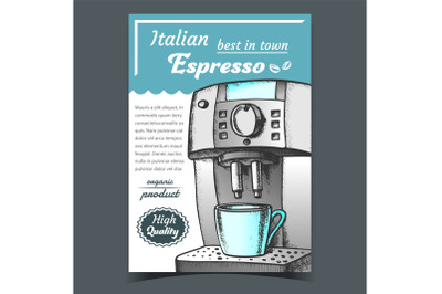 Coffee Automatic Machine With Cup Poster Vector